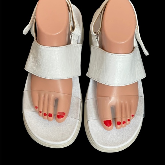 Vionic Karleen Wedge Sandals - Leather ivory white size 9 - Picture 2 of 12